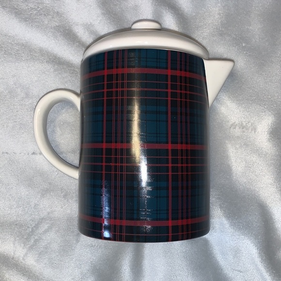 Hearth & hand magnolia stoneware plaid tartan coffee tea pot cream lid christmas - Picture 2 of 8